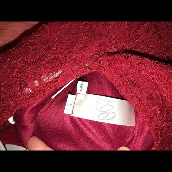 Berry v-neck Lace & Matte Wide leg jumpsuit - Picture 1 of 5